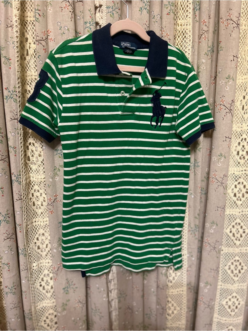 Polo Ralph Lauren Boys Big Pony Striped Polo Shirt M 12-14 EUC